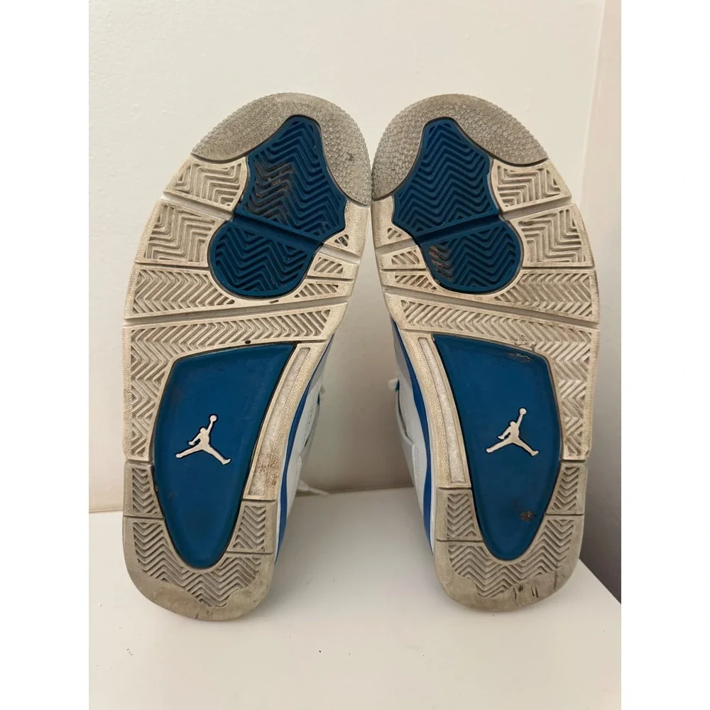 Air Jordan 4 Retro Military Blue 2012 White Grey 308497-105 Mens Size 9
